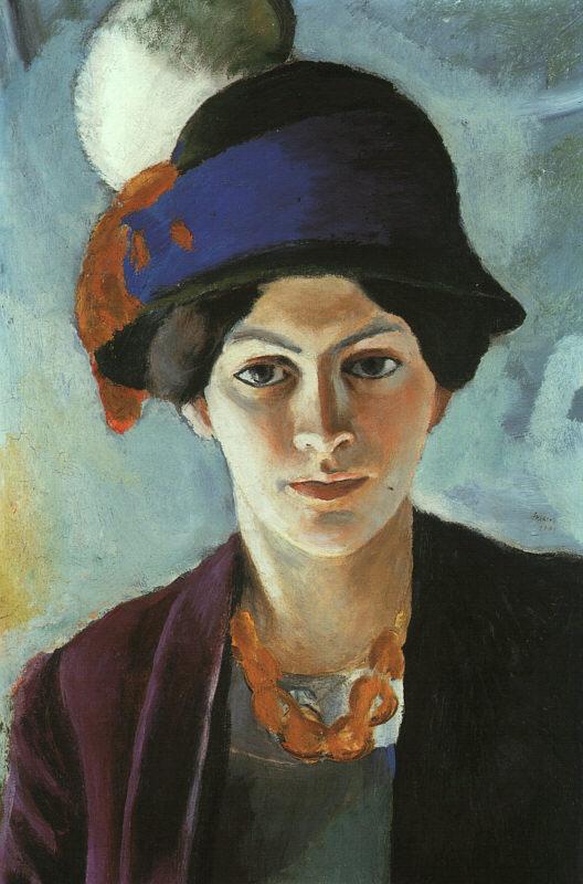 August Macke Portrait of the Artist's Wife Elisabeth with a Hat oil painting picture